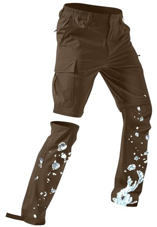 Herren Wanderhose Zip Off Trekkinghose Outdoorhose Atmungsaktiv Wasserdicht Softshellhose Entfernbar Schnell Trockend Outdoor Funktionshose mit Multi Taschen Jogginghose für Wandern,Fahrrad,arbeits