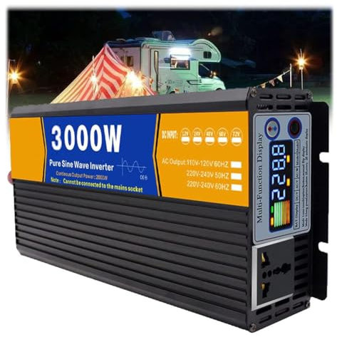 HENGJINGTR 3000Wdc 12 V 24 V 48 V 60 V 72 V Reiner Sinus-Wechselrichter-Ladegerät Split-Phase-DC-Eingang AC-Ausgang Auf AC 110 V 220 V Solar-Wechselrichter-Konverter Für Zuhause, Wohnmobil,12V to 220V