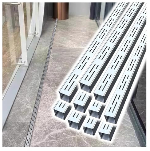 Generico Sistema di grondaia lineare per Il drenaggio dell'Acqua piovana, in Acciaio Inox, per Piscina/terrazza/Gazebo/Balcone, Lunghezza 1,03 m (Confezione da 10, L x P x A/100 x 5 x 5 cm)