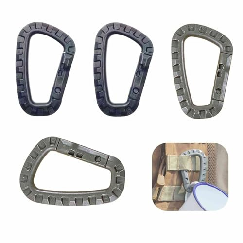 4 Stück Kunststoff Karabiner, D-Form(2 Schwarz, 2 Olivgrün), Praktisch und Robust für Outdoor-Aktivitäten, Leicht und Zuverlässig, Ideal für Camping, Wandern und mehr