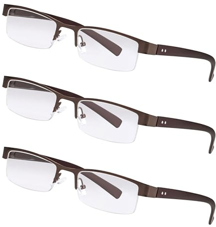LEXXOO 3er-Set Lesebrillen Braun, +1,5 dpt, Halbrand