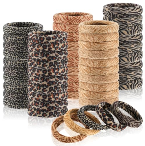 FNANJWQ 50Pcs Seamless Elastic Hair Ties, 5CM Extra Thick Bulk Hair Bands for Thick Heavy Hairs, Durable Fashion Fabric Ponytail Holders for Women and Girls, No Damage Hairs Accessories