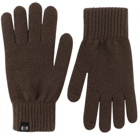 YISENJEE Touchscreen Handschuhe Wind- Und Kältebeständige, Dicke Fleece-Strickhandschuhe Aus Wolle Für Herren Und Damen Im Herbst Und Winter In Volltonfarbe Mit Touchscreen - Braun