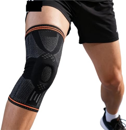NFEKLFI kniewärmer Atmungsaktive Knieschoner mit Silikon-Gel-Polsterung, 1 Stück, for Basketball, Laufen, Fitnessstudio(XL)