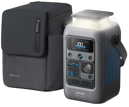 Anker SOLIX C300 DC Station électrique portable + housse de protection | Batterie LiFePO4 288 Wh plusieurs ports, générateur solaire 300 W, camping, extérieur, voyages, urgences (sans alimentation)
