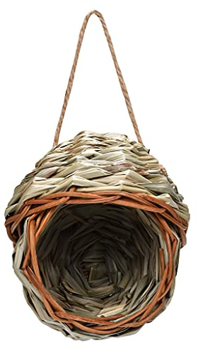 HENYGEN Casa di erba intrecciata a mano in paglia nido per uccelli in fibra naturale per cova allevamento forniture da giardino tessuta a mano giardino esterno erba naturale casa appesa