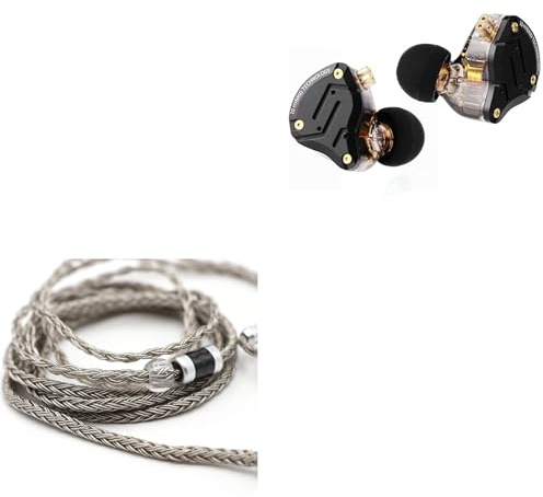 Linsoul KZ ZS10 Pro, 4BA+1DD 5 Driver in Ear Monitor, HiFi Wired Earbuds, Gaming Earbuds (Without Mic, Dark Black)+Tripowin Zonie IEM Cable (2pin 0.78mm, 3.5mm, Grey)