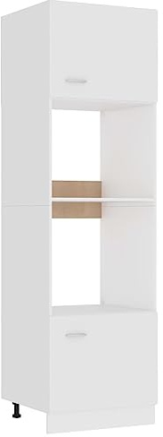 Foknhdi Lione - Armadio per forno a microonde, 60 x 57 x 207 cm, in legno con 4 ripiani, facile da pulire, salvaspazio, cucina, sala da pranzo, corridoio