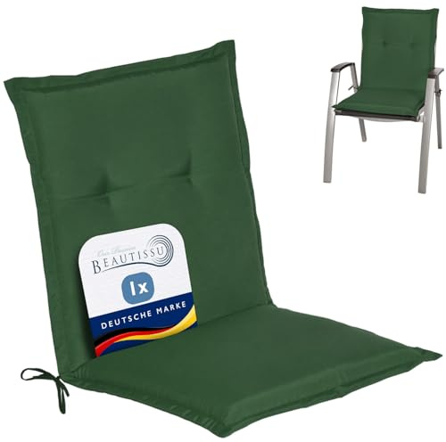 Beautissu Coussin extérieur Jardin pour Chaise Loft NL - 100x50x6cm Vert foncé – Coussin Bas Dossier – Coussin Chaise Jardin de Haute qualité