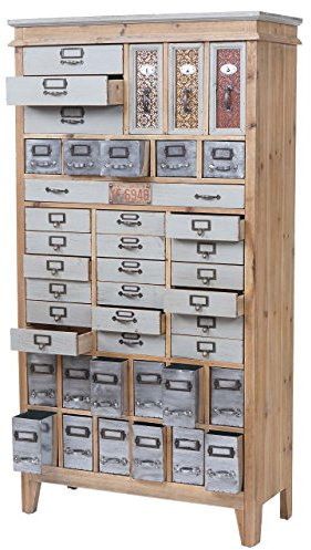 Mendler Apotheker-Schrank HWC-A43, Kommode, Tanne Holz massiv Vintage Shabby-Look 152x81x34cm