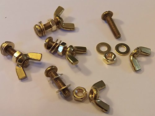 M4X16 BRASS PAN HEAD BOLTS NUTS & WASHERS & WING NUTS PACK 0F 5 BRASS SET SCREWS