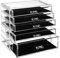 SONGMICS Organiseur de Maquillage, Ensemble de 2 Boîtes de Rangement pour Bijoux et Maquillage Empilables, 5 Tiroirs, cadeau noel, Organisateur de Cosmétiques en Polystyrène Transparent JMU32TP