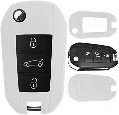 Klapp Schlüssel Cover Hülle für Peugeot 208 301 308 408 508 3008 2008 5008 Weiß