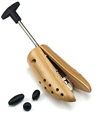 Cathcart Elliot Professional Deluxe Beech Wood Shoe Stretcher – Single Unit with Metal Mechanism – Adjustable Width for Men’s Shoes – Includes 3 Bunion Plugs – Sizes UK 5–14