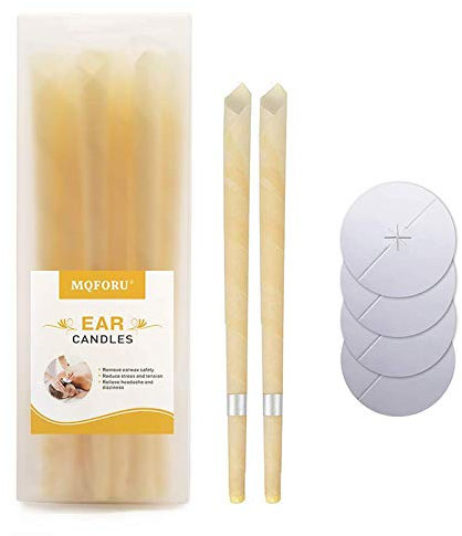 MQFORU Ear Candles,Candles Natural Beeswax Ear Wax Remover 10 Pcs All Natural Ear Candles Beeswax Candling Cones with 5 Protectors Disks