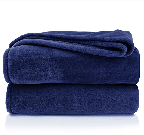 heimtexland Kuscheldecke flauschig Flanell Wohndecke warm Oekotex Tagesdecke Überwurf Sofadecke fusselfrei Fleecedecke Super Soft XXL Decke 220x240 cm Typ380 Maritim blau dunkelblau