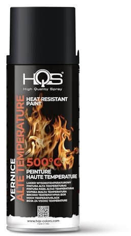 HQS Bomboletta di Vernice Spray 400 ml Resistente alle Alte Temperature (Nero Opaco)