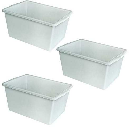 BRB 3x Kunststoffwanne im Set, 60 Liter, LxBxH 650x435x350 mm, weiß, PE-LD, lebensmittelecht