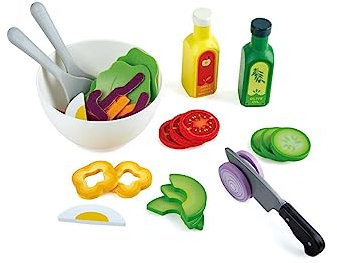 Hape Salat-Set Gartensalat-Set, Koch-Nachahmungsspiel aus Holz für Kinder, Salat-Zutaten und Zubehör für gesunde Essgewohnheiten 1174340