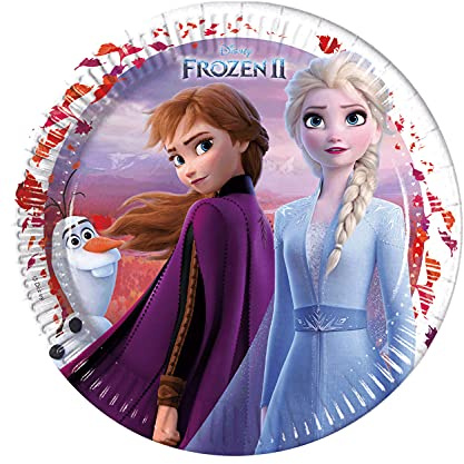 Procos 93430 - Party-Teller Frozen 2, Größe 23 cm, 8 Stück, Einwegteller aus Papier, Kindergeburtstag, Party-Geschirr, FSC® Mix