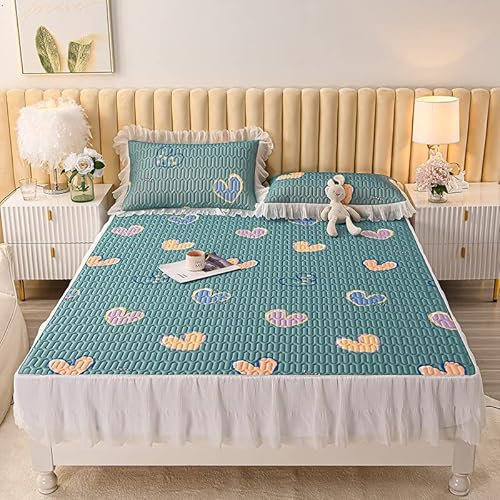 Sommermatratzenbezug Kingsize-Bettbezug Druck elastisches Spannbettlaken Kühlung Klimaanlage Schlafmatte(NO.8,Only 2pcs Pillowcase)