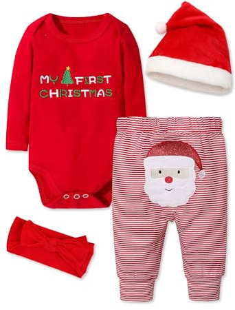 Abbence My First Christmas Baby Girl Boy Christmas Outfit,Baby 1ST Christmas 4PCS 0-3 Months