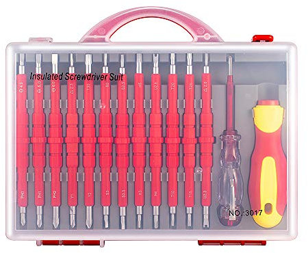 ArtisanShow 26 in 1 Multi-Functional Insulated Screwdriver Set, 1000V with CRV Tip Magnetic Dual Head Precision Removable Magnetic Bits Torx Hex Slotted Screwdrivers for Electricial Repair