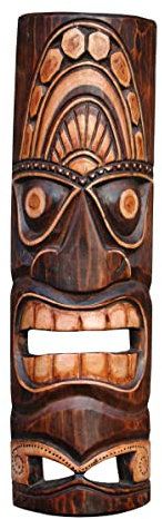 Wogeka - Máscara de pared TIKI Maori de 50 cm - estilo de madera en Nueva Zelanda como idea de regalo para decoración de cumpleaños de Navidad - Tallado a mano de Bali Maske92