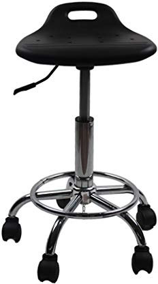 Hocker auf Rädern Computerstuhl, Arbeitsstuhl, Thekenstuhl, PU-Schaumstoff, antistatisch, langlebig, drehbar, hebend, geeignet für Büro, Labor, Klinik, 47-59 cm, Schwarz (Color : Black) marriage