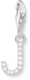 THOMAS SABO Charm-Anhänger Buchstabe J mit weißen Steinen Silber 925 Sterlingsilber