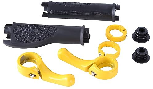 Slakerbe 2 Stück Fahrrad Lenker Griffe, Gummi Horn Lenker für Mountainbike, rutschfeste Fahrradlenker, Geeignet für Mountainbike Faltrad, Gelb