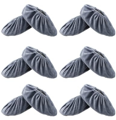tooloflife Couvre-chaussures lavables et réutilisables, couvre-chaussures en flanelle antidérapants, anti-poussière pour bottes d'intérieur pour tailles de 36 à 44, gris