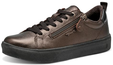 Tamaris Comfort Damen Sneaker flach mit Reißverschluss Freizeit, Braun (Bronze), 36 EU