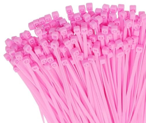 Mini Skater 6 Inch Multi-Color Multi-Purpose Heavy Duty Nylon Zip Cable Ties (200, Pale Pink)