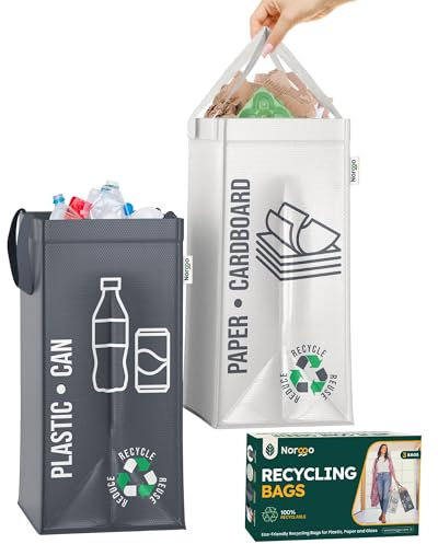 Norggo® Mülltrennsystem 2fach – Set aus 2 Mülltrennsysteme für Plastik und Papier – Recycling Behälter 50L mit Griff – Abfall & Recycling Lösung – Mülltrennsystem Küche – Altpapier & Plastik