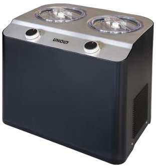 Unold Doppio 48835 - Sorbete con compresor y 2 bandejas de helado en aprox. 30 minutos, 250 W, negro