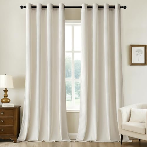 Woaboy Samtvorhänge Verdunkelungsvorhang Gardinen mit Ösen 140x245 cm Weiß | Vorhänge Samt Blickdicht für Wohnzimmer Blackout Curtains Thermovorhang Schalldämmend Schlafzimmer 2er Set