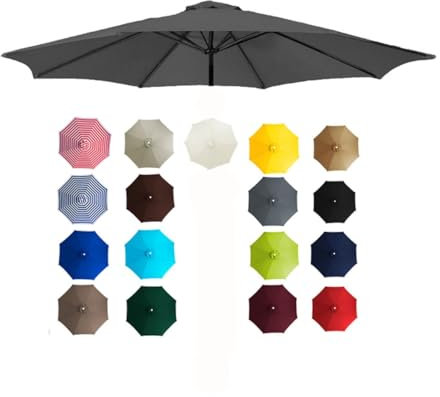 BEEGMA Sonnenschirm Ersatzbezug 6/8 Streben UV-Schutz Ampelschirm Bezug 2.0/2.30/2.50/2.70/3.0m Outdoor Pool Strand Deck Schirm Überdachung Ersatz (Color : Gray, Size : 3.0m/10FT-8Ribs)