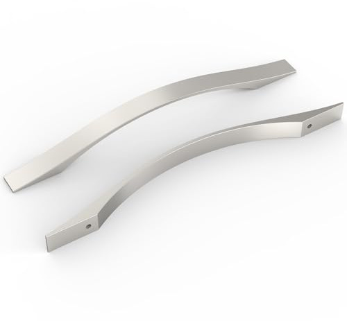 FURNIWARE Pack of 10 Brushed Nickel D-Shape Drawer Pulls, Kitchen Cabinet Handles 192mm(7.6 Inch) Hole Center, Modern Hardware Door Handles for Bathroom Cabinets Cupboard