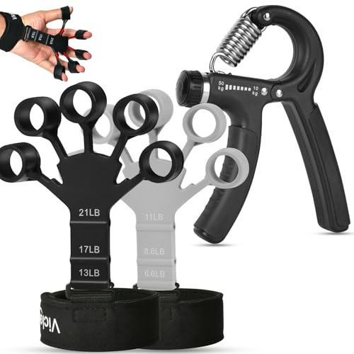 Vicloon Set Hand Grip 10-60 KG, 3 Pezzi Pinza Mano Avambracci Attrezzi, Finger Exerciser, Set Allenatore Dita e Avambracci con 3 Livelli, Perfetto per Recupero di Lesioni alla Mano