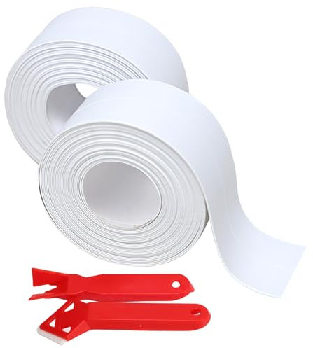 GOZINA 33 ft 2 Rolls Bath Sealant Strip, 10m/396in Shower Seal Strip, Simple Seal Tape For Bathroom, White Waterproof Tape for Kitchen, Sink, Bathtub, Toilet, Bathroom Sealant Tape With Sealing Tool