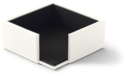 Eglooh - Minerva - Notizzettel Box Leder Weiß - Zettelbox, Notizklotz, Zettelkasten für Schreibtisch und Büro - cm 11,2 x 11,2 x H.4,5 - Made in Italy