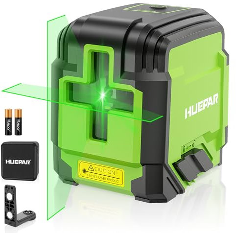 Laser Level, Huepar 30M Lazer Level Self Leveling Green Cross Line Laser Leveler Tool for Picture Hanging, DIY, and Indoor Projects, 360° Magnetic Base, Battery, Carrying Bag Included