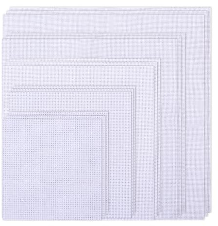 GLOBLELAND Tela Aida per punto croce, 5 stili, in cotone bianco, per ricamo e decorazione, 15 pezzi