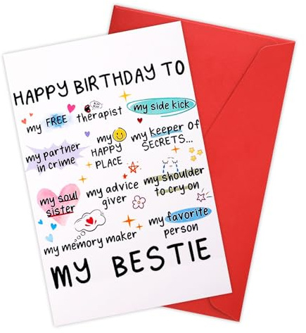 XIHIRCD Geburtstagskarte Bestie mit Umschlag, Alles Gute zum Geburtstagskarte lustig Geburtstagskarte für die Beste Freundin Freundschaft Geburtstagskarte für Frauen Schwestern Nichten Freundinnen