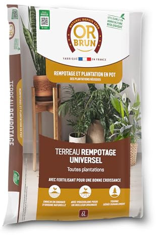 Or Brun Terreau Rempotage Universel - 6L - pour Toutes Les Plantes en Pots - Améliore la Croissance OBRTREM6U