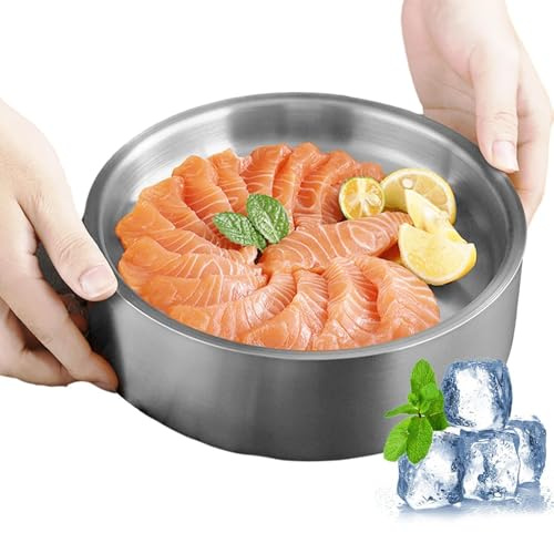 Kühlschüssel | Kaltportionierteller, Salat aus Edelstahl - Eisschalen zum Servieren von kalten Speisen, Salat, Party-Tabletten zum Servieren von Lebensmitteln, Essentia für den