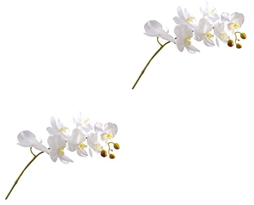 Garneck 2st Phalaenopsis-simulations Gefälschte Pfingstrosen Orchidee Gefälschte Pflanze Blumen Gefälschte Reben Fälschung Künstliche Pflanzen Simulierte Phalaenopsis Weiß Seidentuch