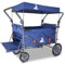 TOPWELL Carrello pieghevole con 2 posti, carrello a mano pieghevole con tetto, cinture di sicurezza e freno, carrello di trasporto ad alta stabilità (120 kg di portata) (blu)
