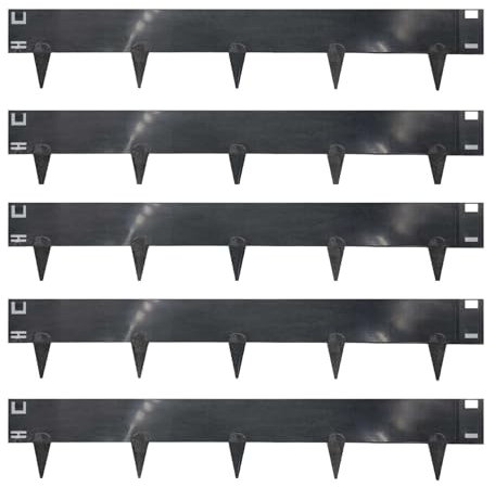 Nicoman 5M Anthracite Lawn Edging Border,Pre-Rusted Galvanised Steel Garden Border Edging, Easy to install Flexible Grass Landscaping Pathway Edge Strip